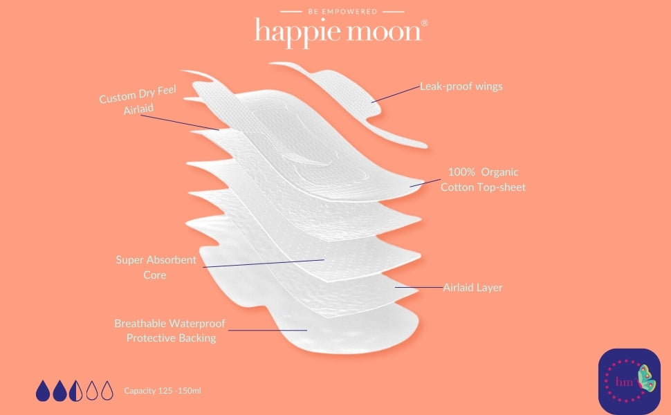 happie moon Tween Pads  Small 100% Cotton First Period Pads for Tweens and  Teens